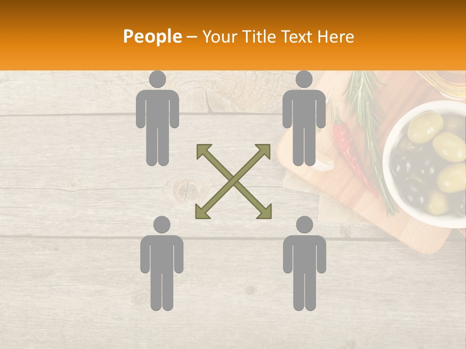 A Wooden Table Topped With Olives And A Bowl Of Olives PowerPoint Template