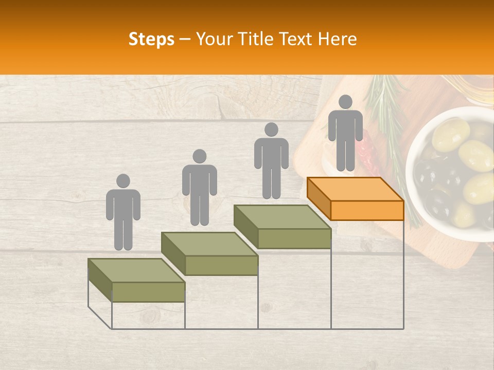 A Wooden Table Topped With Olives And A Bowl Of Olives PowerPoint Template