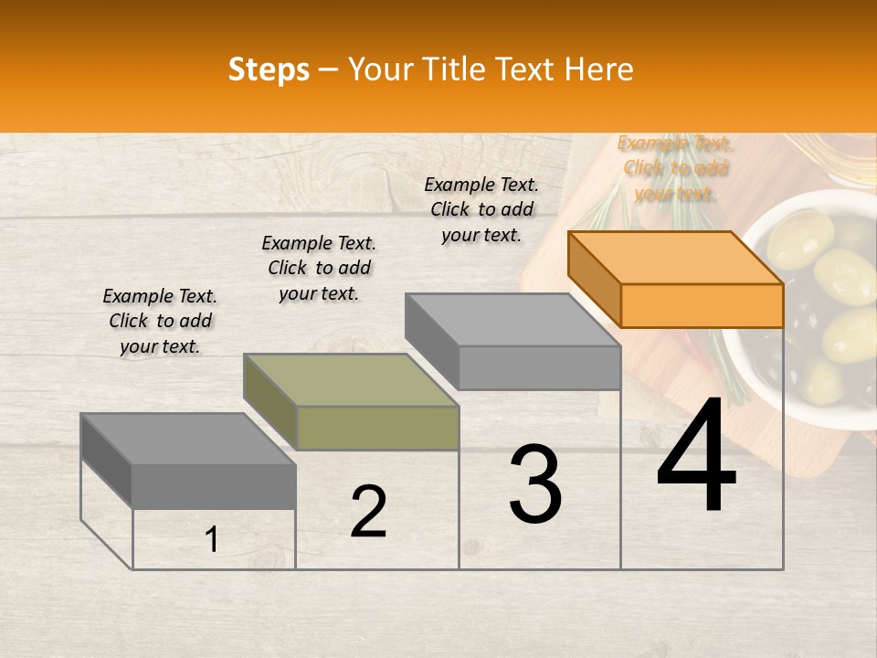 A Wooden Table Topped With Olives And A Bowl Of Olives PowerPoint Template