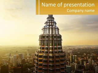 A Very Tall Building In The Middle Of A City PowerPoint Template