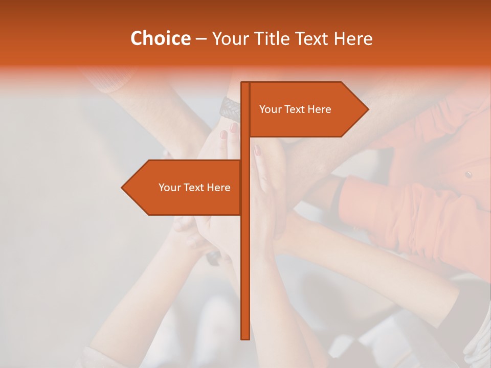 A Group Of People Putting Their Hands Together PowerPoint Template