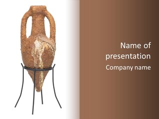 A Brown Vase Sitting On Top Of A Metal Stand PowerPoint Template