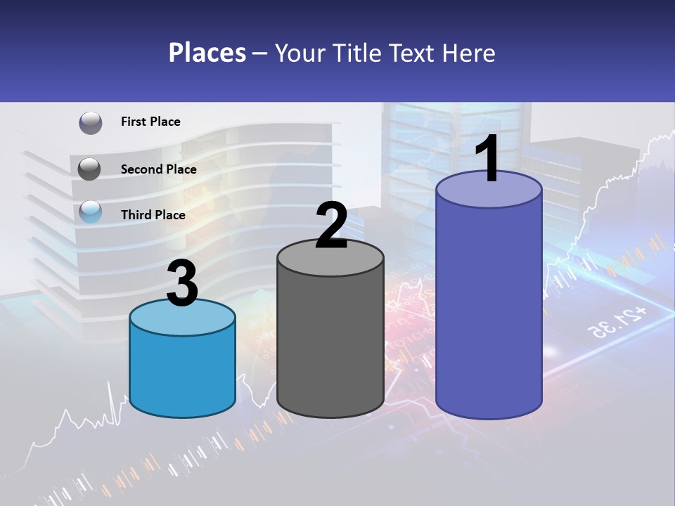 A Business Powerpoint Presentation With Buildings And Graphs PowerPoint Template