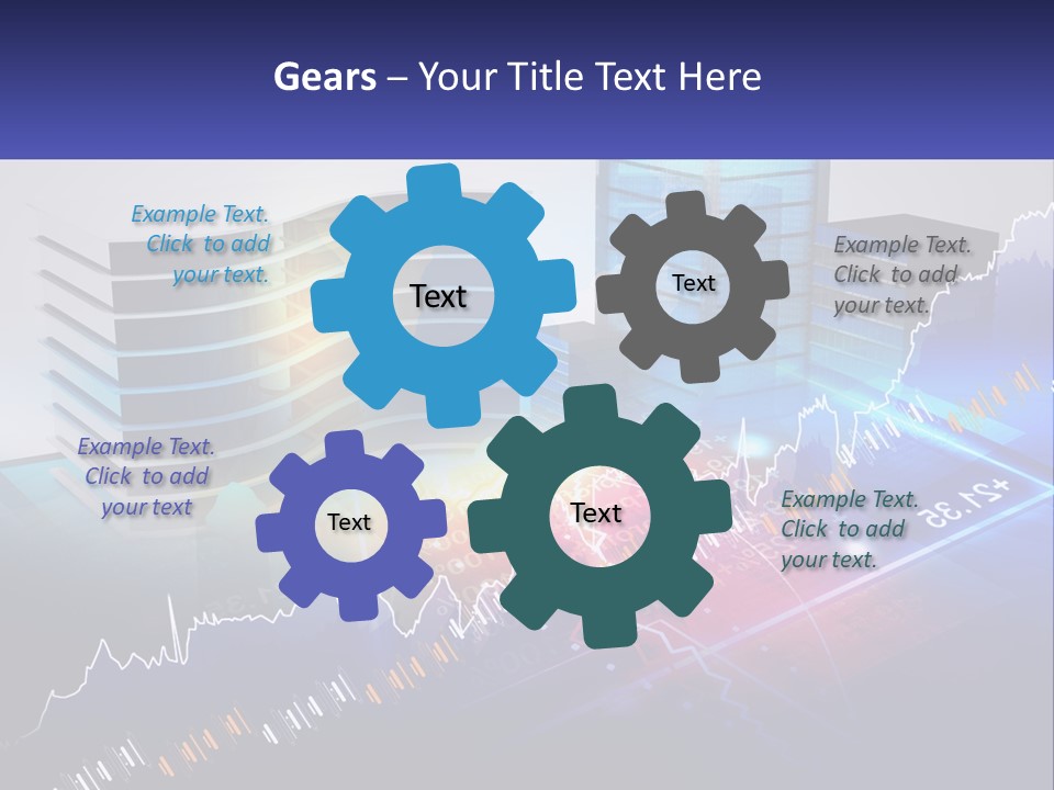 A Business Powerpoint Presentation With Buildings And Graphs PowerPoint Template