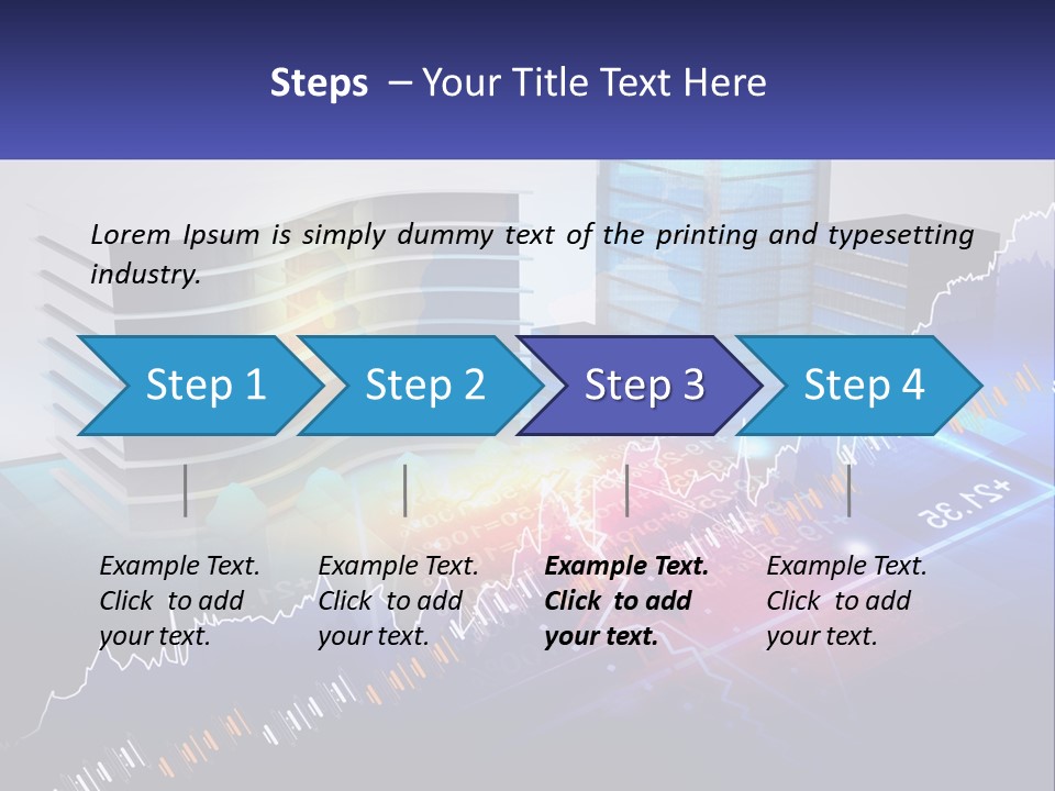 A Business Powerpoint Presentation With Buildings And Graphs PowerPoint Template