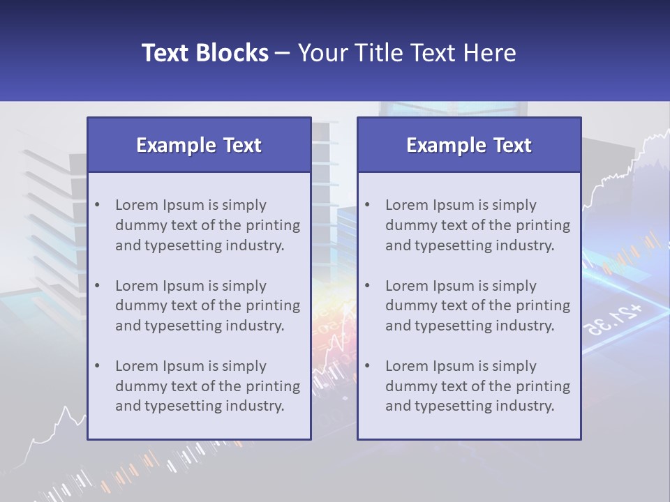 A Business Powerpoint Presentation With Buildings And Graphs PowerPoint Template