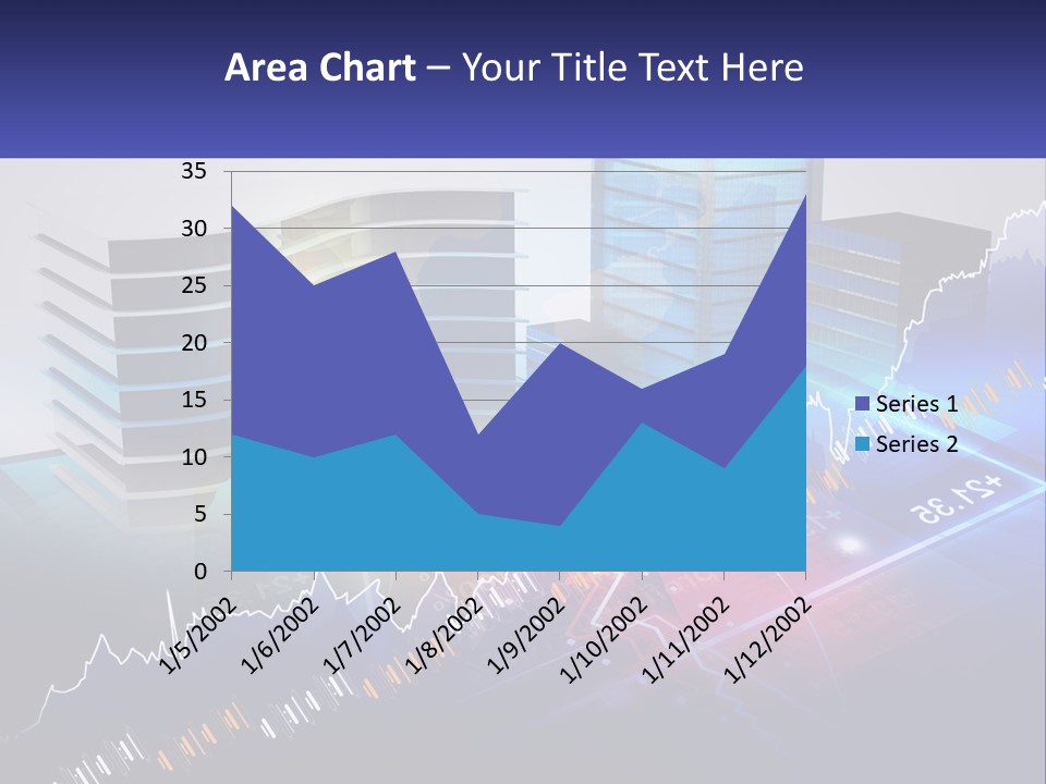 A Business Powerpoint Presentation With Buildings And Graphs PowerPoint Template