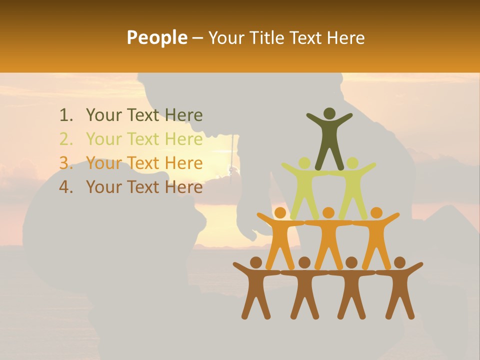 A Silhouette Of A Man Holding A Baby At Sunset PowerPoint Template