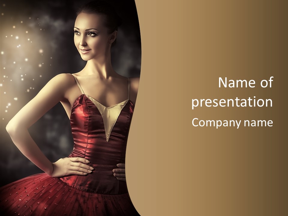A Beautiful Woman In A Red Dress Powerpoint Template PowerPoint Template