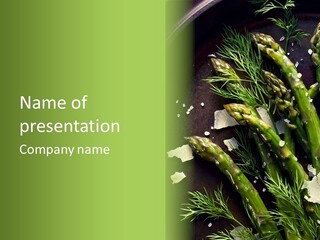 A Plate Of Asparagus With Parmesan Cheese On Top PowerPoint Template