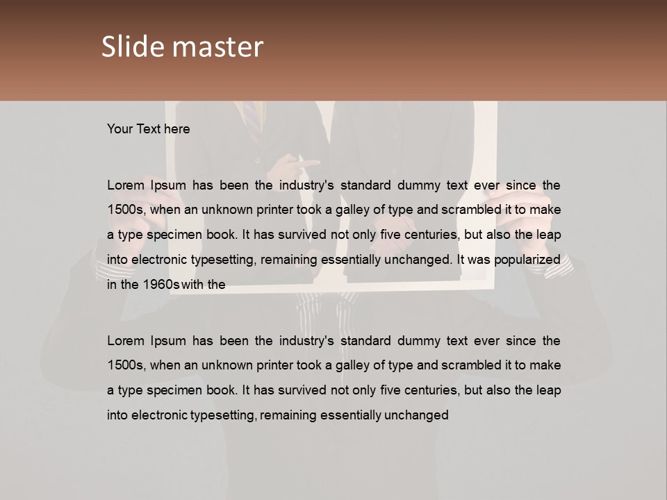 A Man In A Suit Holding Up A Picture Of Himself PowerPoint Template