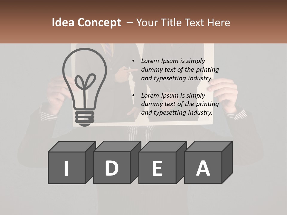 A Man In A Suit Holding Up A Picture Of Himself PowerPoint Template