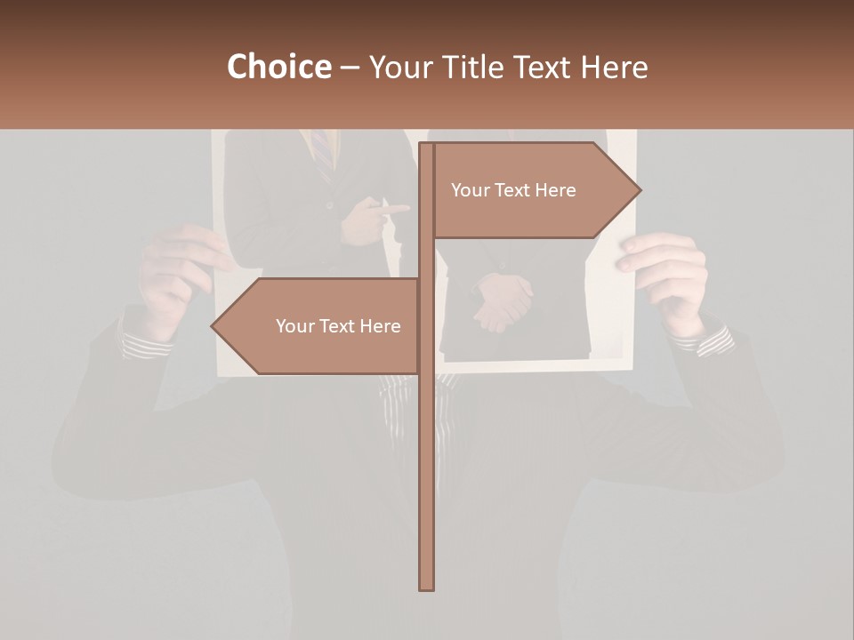 A Man In A Suit Holding Up A Picture Of Himself PowerPoint Template