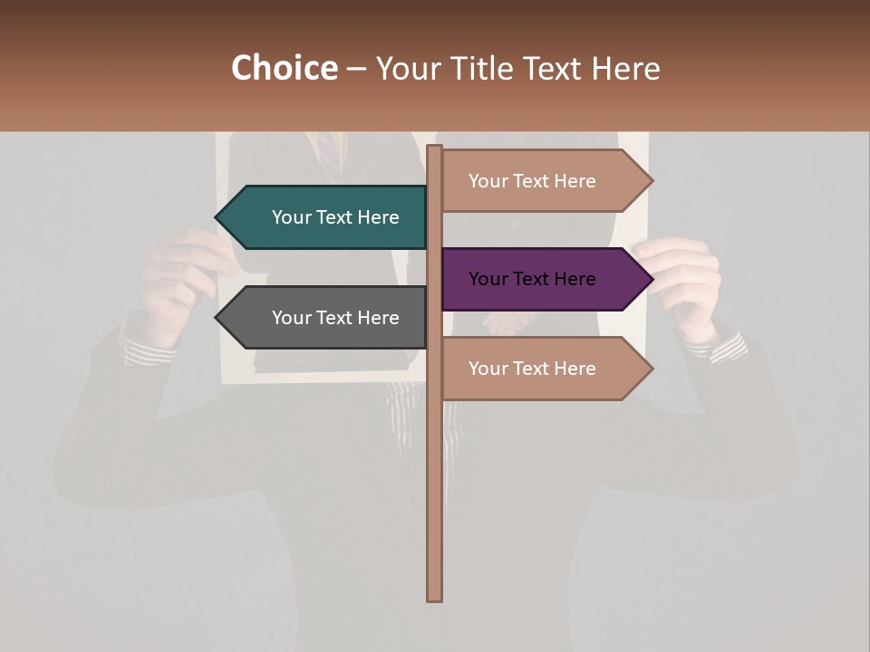 A Man In A Suit Holding Up A Picture Of Himself PowerPoint Template