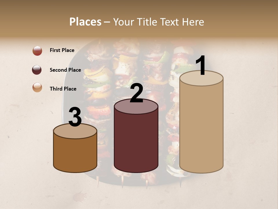 A Plate Of Skewered Meat And Vegetables On Skewers PowerPoint Template