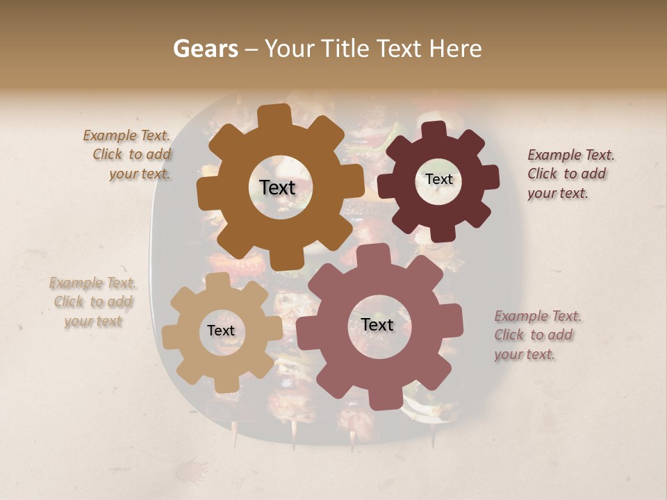A Plate Of Skewered Meat And Vegetables On Skewers PowerPoint Template