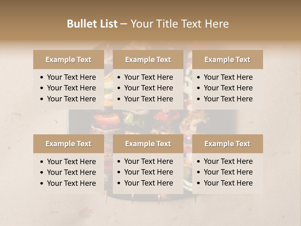 A Plate Of Skewered Meat And Vegetables On Skewers PowerPoint Template