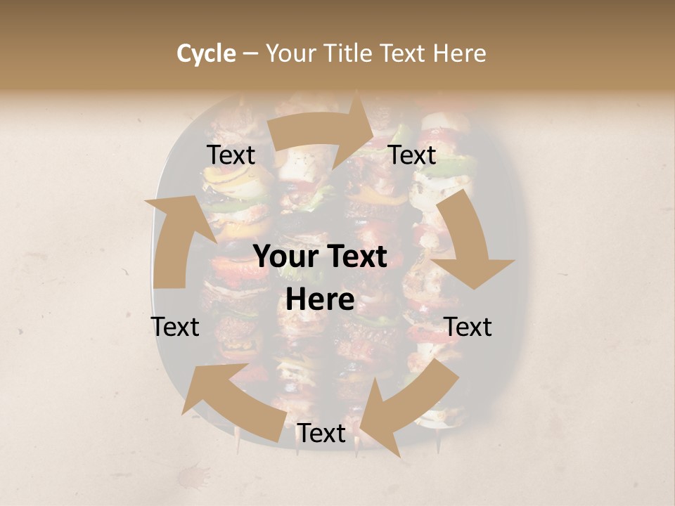 A Plate Of Skewered Meat And Vegetables On Skewers PowerPoint Template