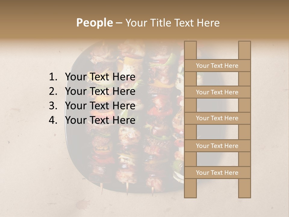 A Plate Of Skewered Meat And Vegetables On Skewers PowerPoint Template