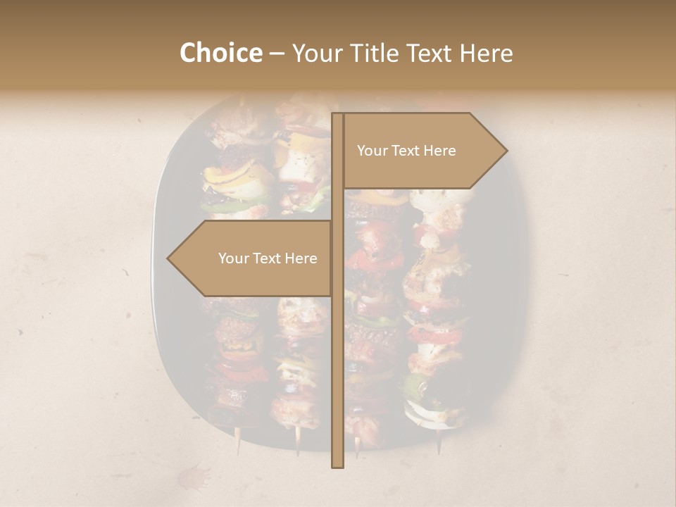 A Plate Of Skewered Meat And Vegetables On Skewers PowerPoint Template