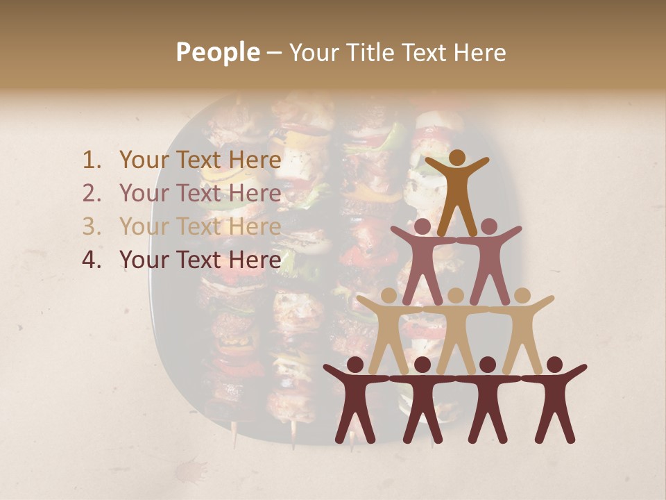 A Plate Of Skewered Meat And Vegetables On Skewers PowerPoint Template