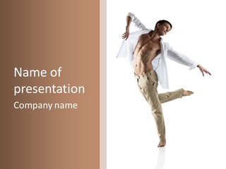 A Man In A White Shirt Is Dancing PowerPoint Template