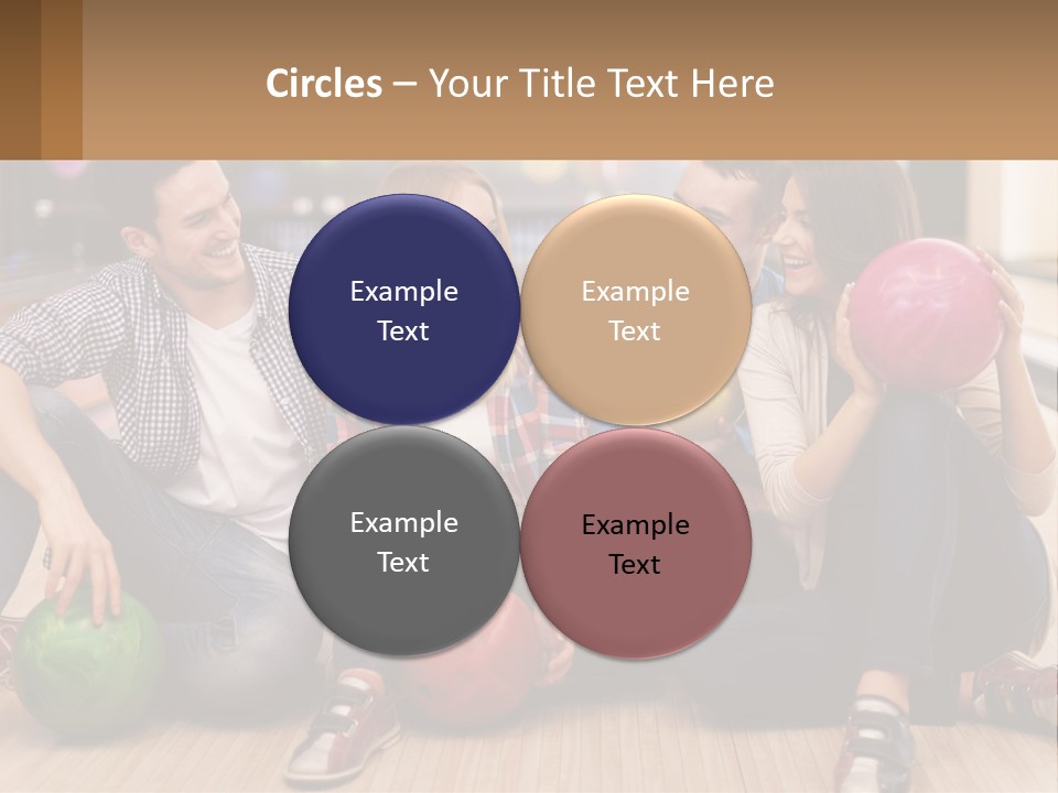 A Group Of People Sitting On The Floor With Bowling Balls PowerPoint Template