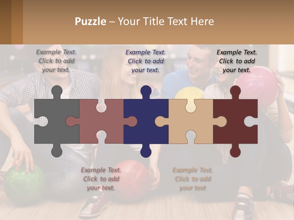 A Group Of People Sitting On The Floor With Bowling Balls PowerPoint Template