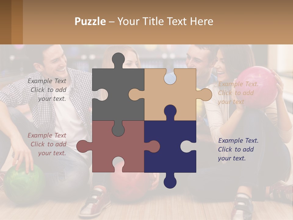 A Group Of People Sitting On The Floor With Bowling Balls PowerPoint Template