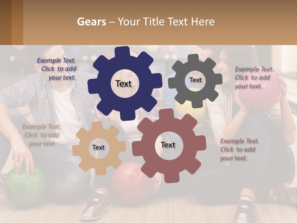 A Group Of People Sitting On The Floor With Bowling Balls PowerPoint Template