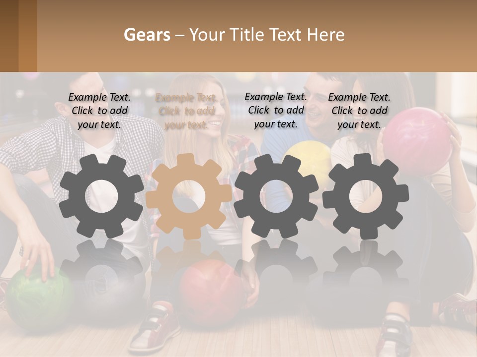 A Group Of People Sitting On The Floor With Bowling Balls PowerPoint Template