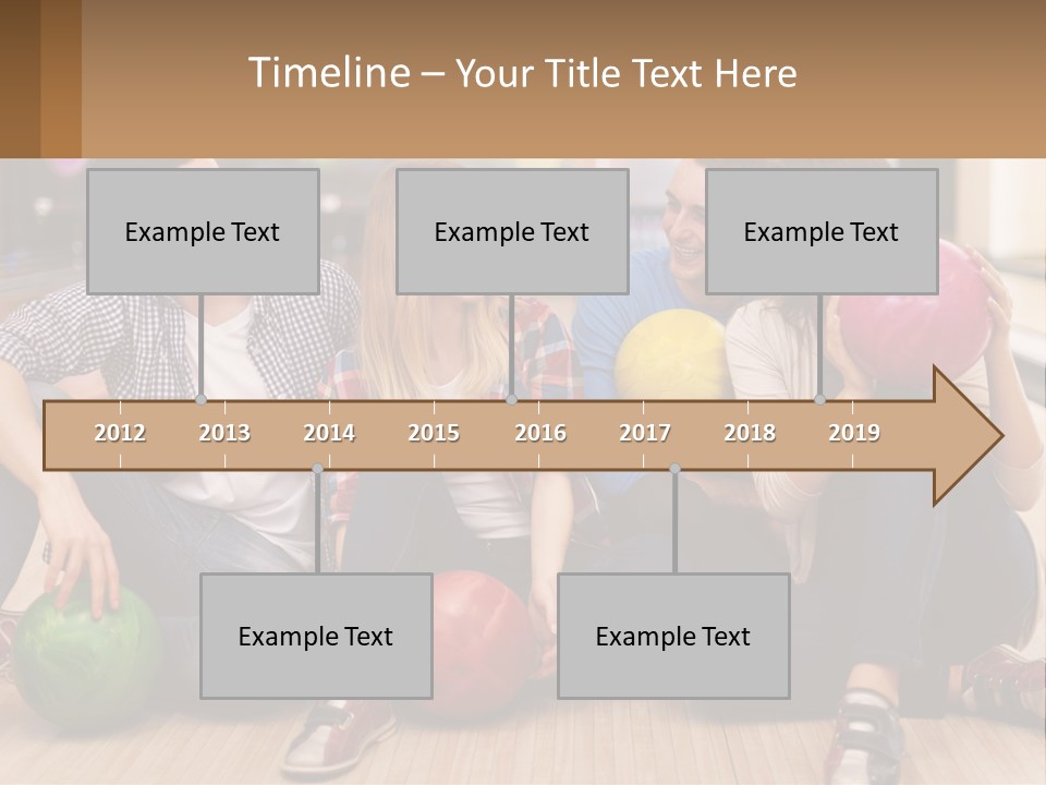 A Group Of People Sitting On The Floor With Bowling Balls PowerPoint Template