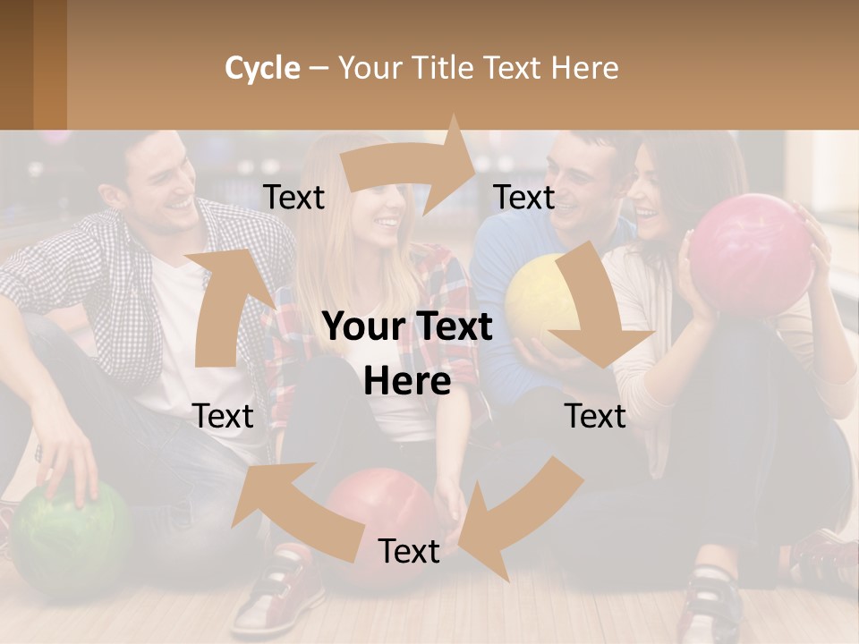 A Group Of People Sitting On The Floor With Bowling Balls PowerPoint Template