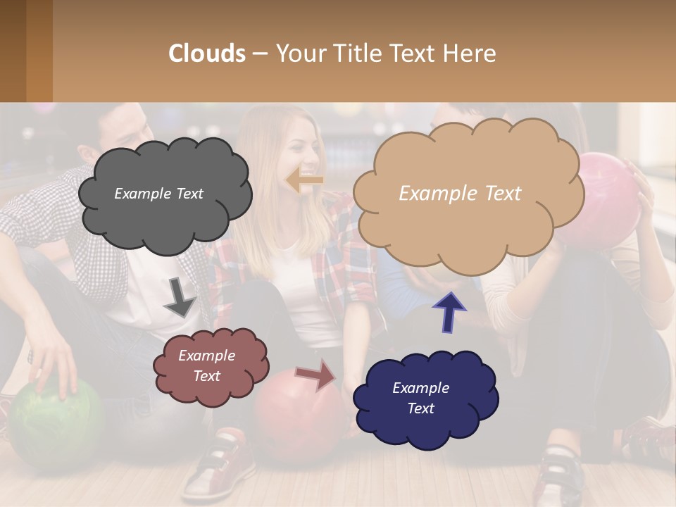 A Group Of People Sitting On The Floor With Bowling Balls PowerPoint Template