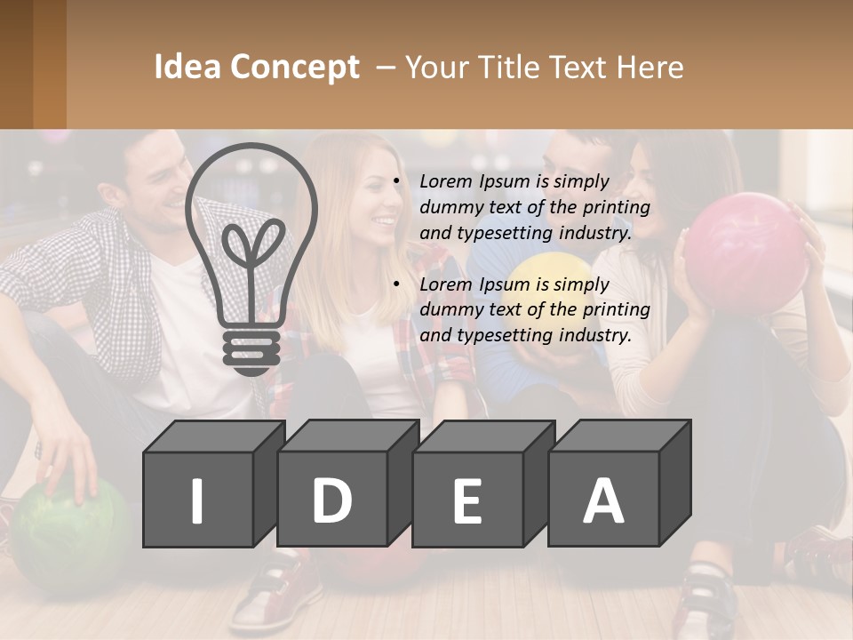 A Group Of People Sitting On The Floor With Bowling Balls PowerPoint Template