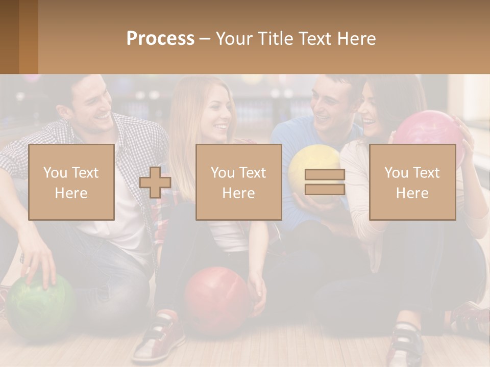 A Group Of People Sitting On The Floor With Bowling Balls PowerPoint Template