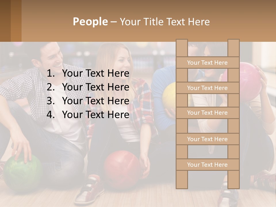 A Group Of People Sitting On The Floor With Bowling Balls PowerPoint Template
