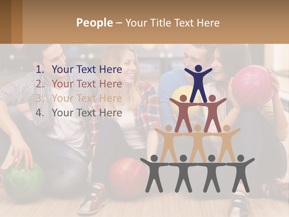 A Group Of People Sitting On The Floor With Bowling Balls PowerPoint Template