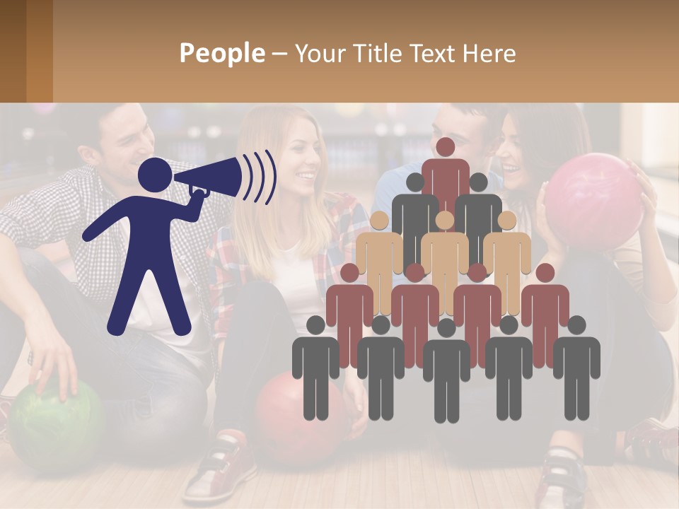A Group Of People Sitting On The Floor With Bowling Balls PowerPoint Template