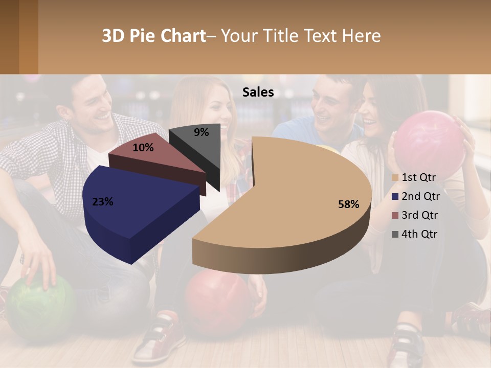 A Group Of People Sitting On The Floor With Bowling Balls PowerPoint Template