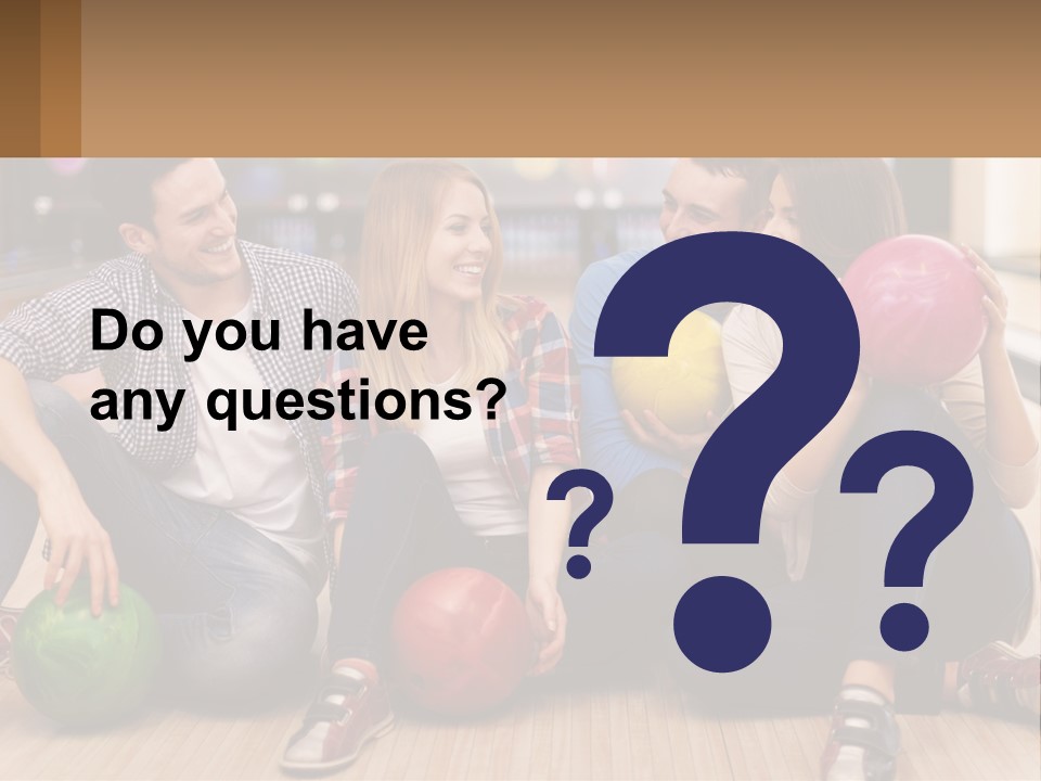 A Group Of People Sitting On The Floor With Bowling Balls PowerPoint Template