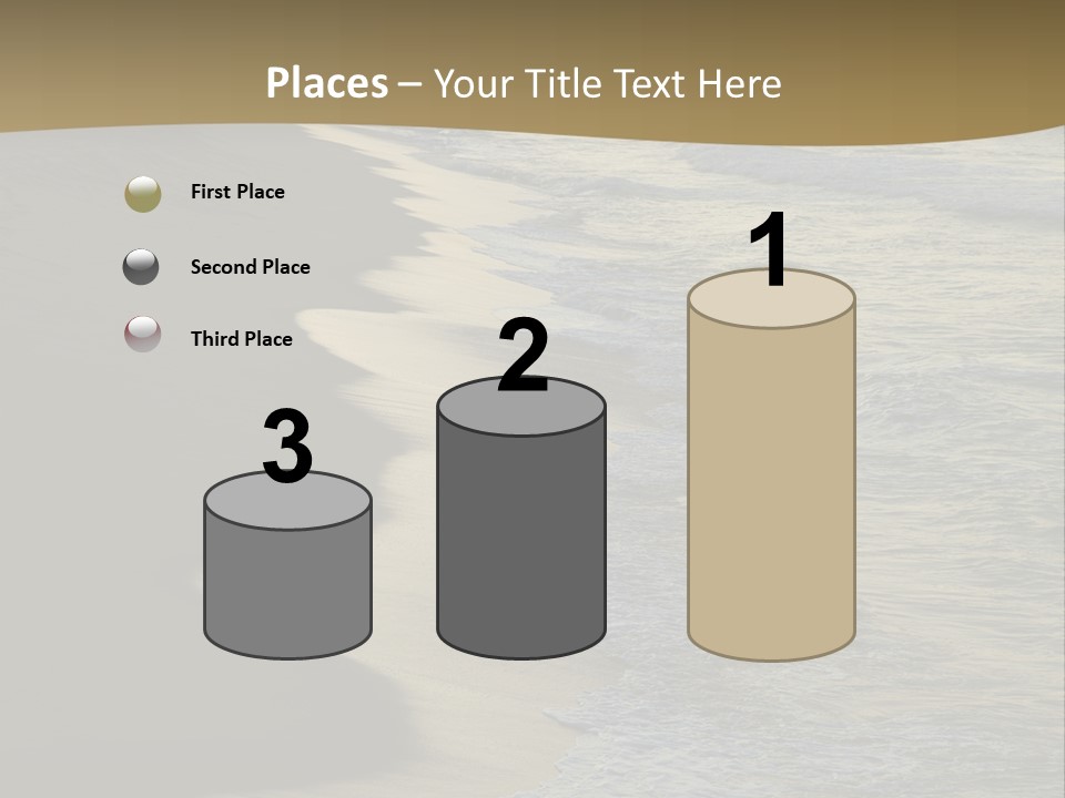 A Sandy Beach With Waves Coming In From The Ocean PowerPoint Template