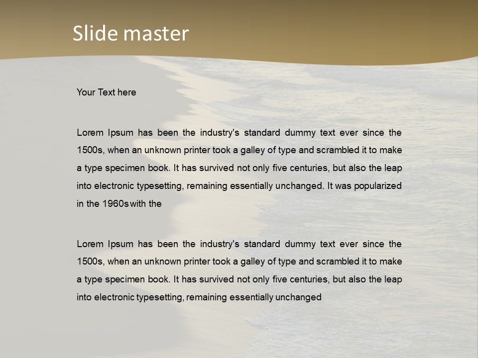 A Sandy Beach With Waves Coming In From The Ocean PowerPoint Template