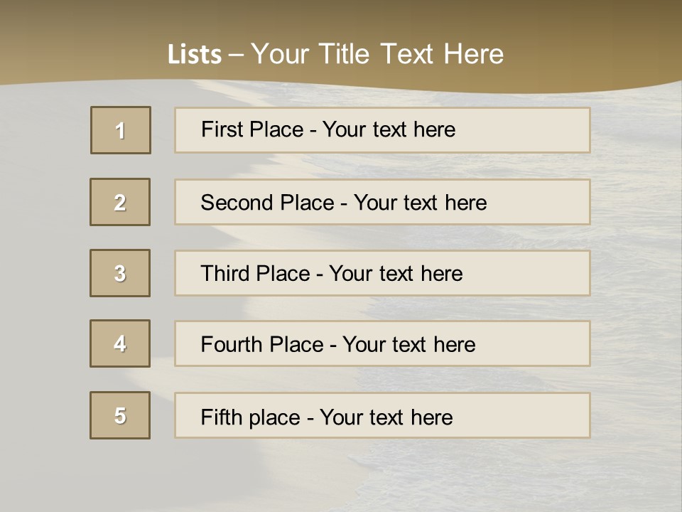 A Sandy Beach With Waves Coming In From The Ocean PowerPoint Template