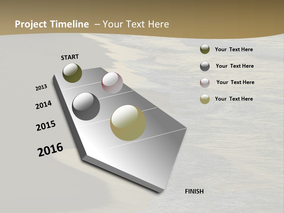 A Sandy Beach With Waves Coming In From The Ocean PowerPoint Template