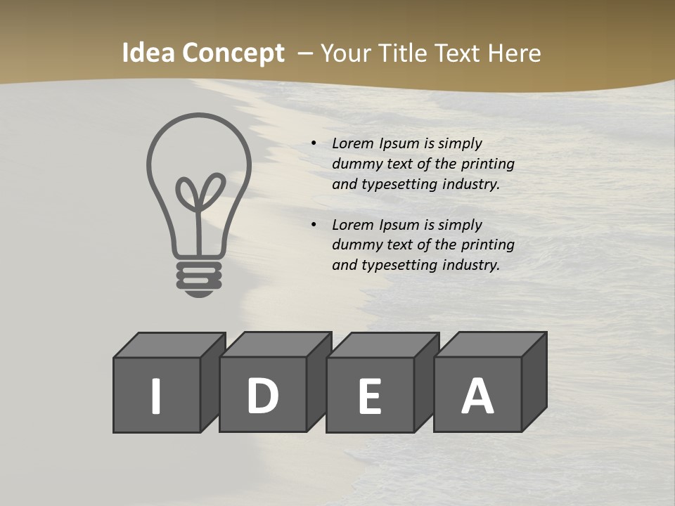 A Sandy Beach With Waves Coming In From The Ocean PowerPoint Template