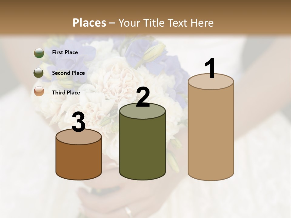 A Woman In A Wedding Dress Holding A Bouquet Of Flowers PowerPoint Template