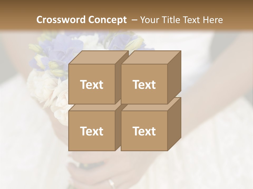 A Woman In A Wedding Dress Holding A Bouquet Of Flowers PowerPoint Template