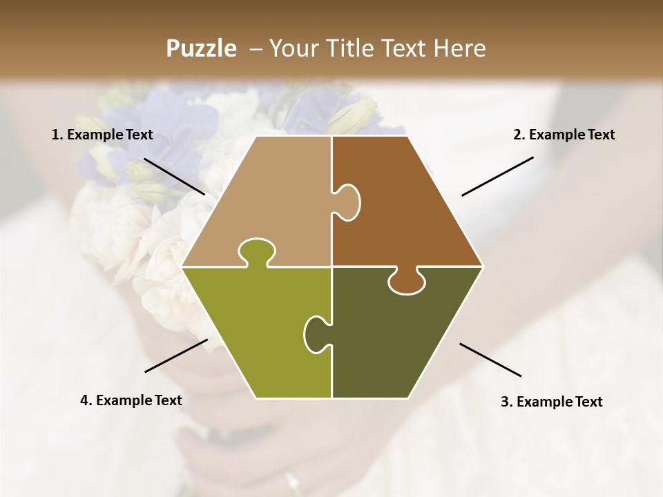 A Woman In A Wedding Dress Holding A Bouquet Of Flowers PowerPoint Template