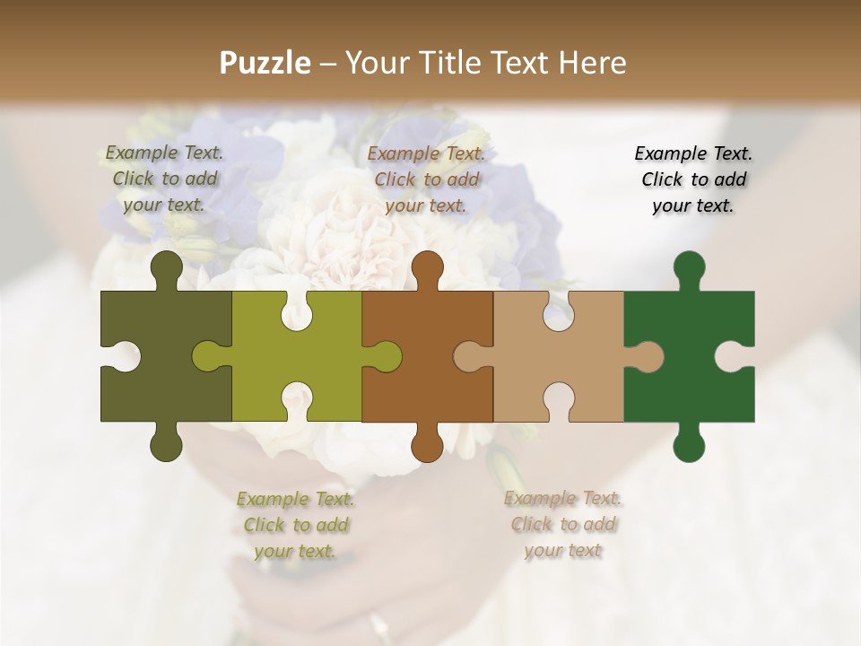 A Woman In A Wedding Dress Holding A Bouquet Of Flowers PowerPoint Template